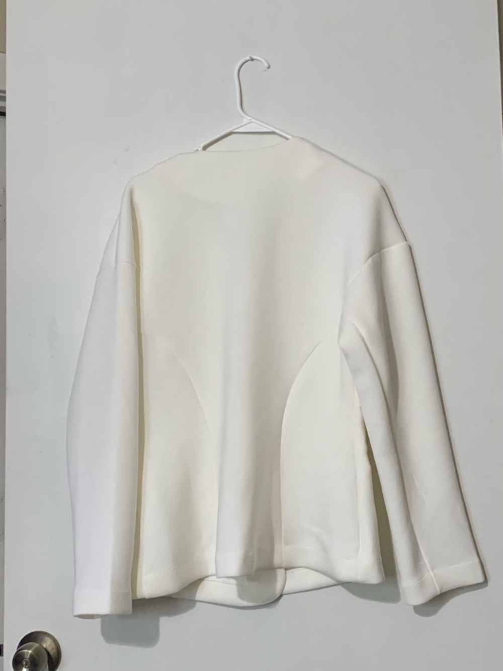 H&M Cream Collarless Structured Blazer Jacket - Picture 3 of 4